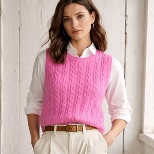 Alex Mill Pink Cable Knit Sweater Vest – Alpaca & Merino Blend – Size XS